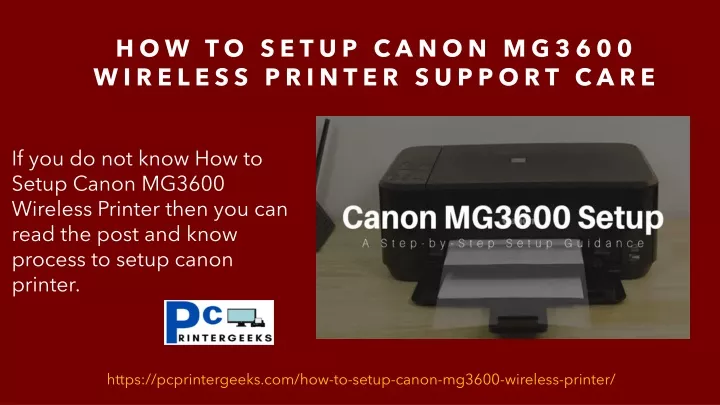 how to setup canon mg3600 wireless printer support care