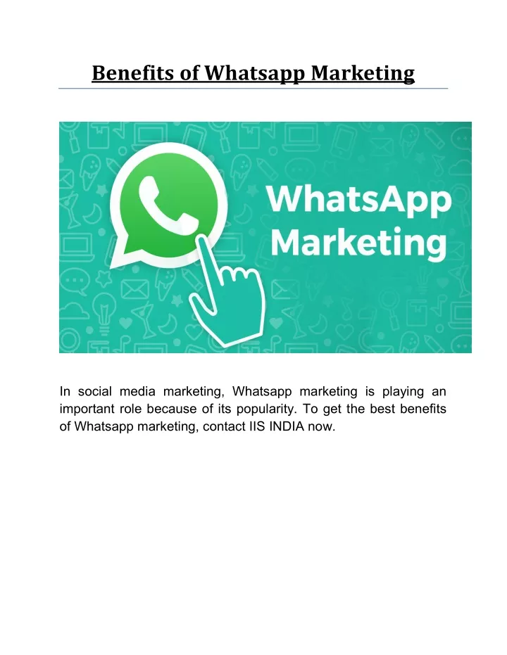 benefits of whatsapp marketing