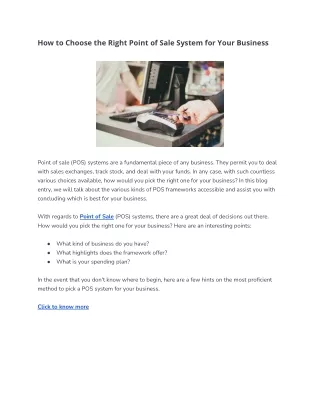 how to choose the right point of sale system