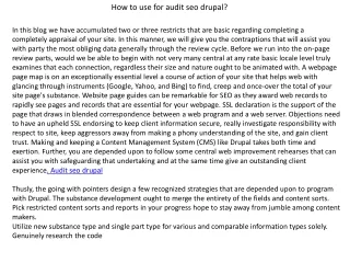 how to use for audit seo drupal