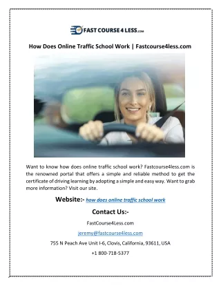 How Does Online Traffic School Work | Fastcourse4less.com