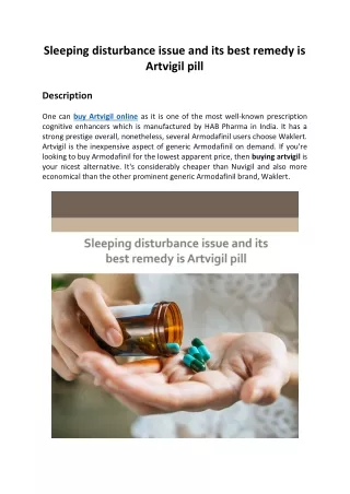 Why is Artvigil effective to use for sleepiness