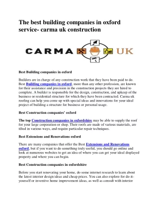 The best building companies in oxford service- carma uk construction
