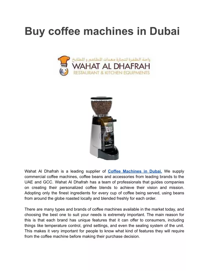 buy coffee machines in dubai