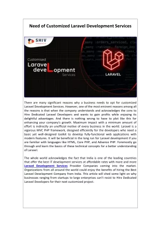 need of customized laravel development services