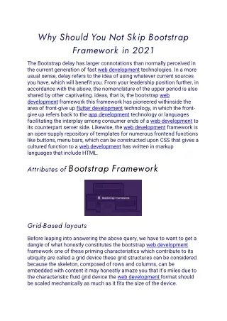 why should you not skip bootstrap framework