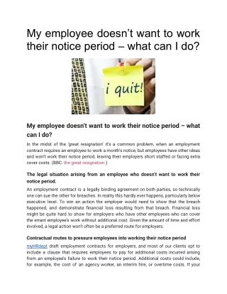 My employee doesn’t want to work their notice period – what can I do_