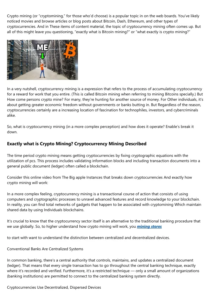 crypto mining or cryptomining for those