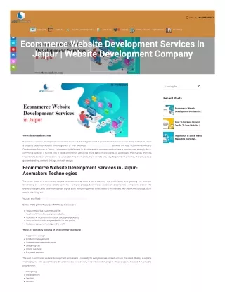 Ecommerce Website Development Services in Jaipur