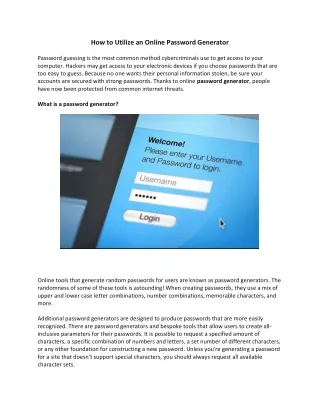 how to utilize an online password generator