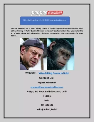 Video Editing Course in Delhi | Pepperanimation.com