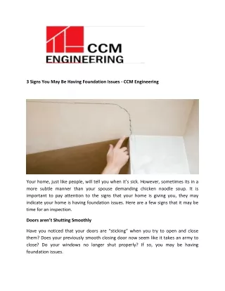 3 signs you may be having foundation issues