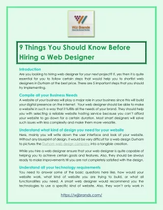 9 Things You Should Know Before Hiring a Web Designer