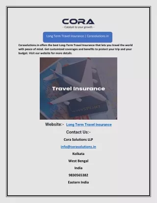 Long Term Travel Insurance | Corasolutions.in