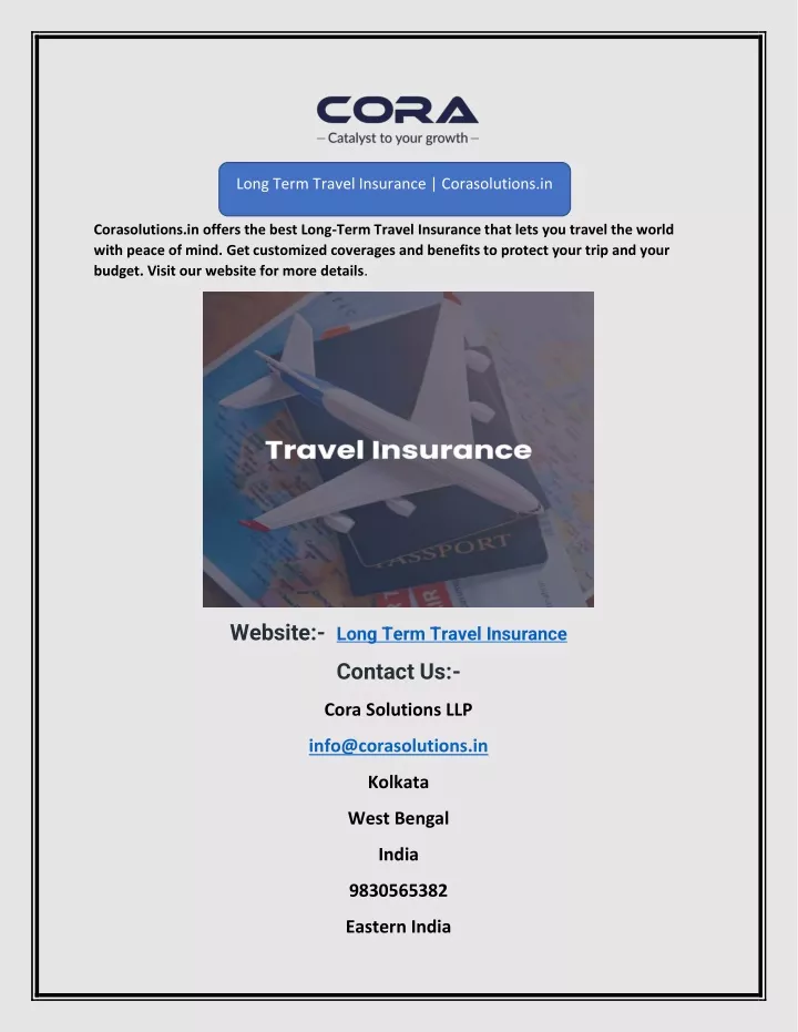 long term travel insurance corasolutions in