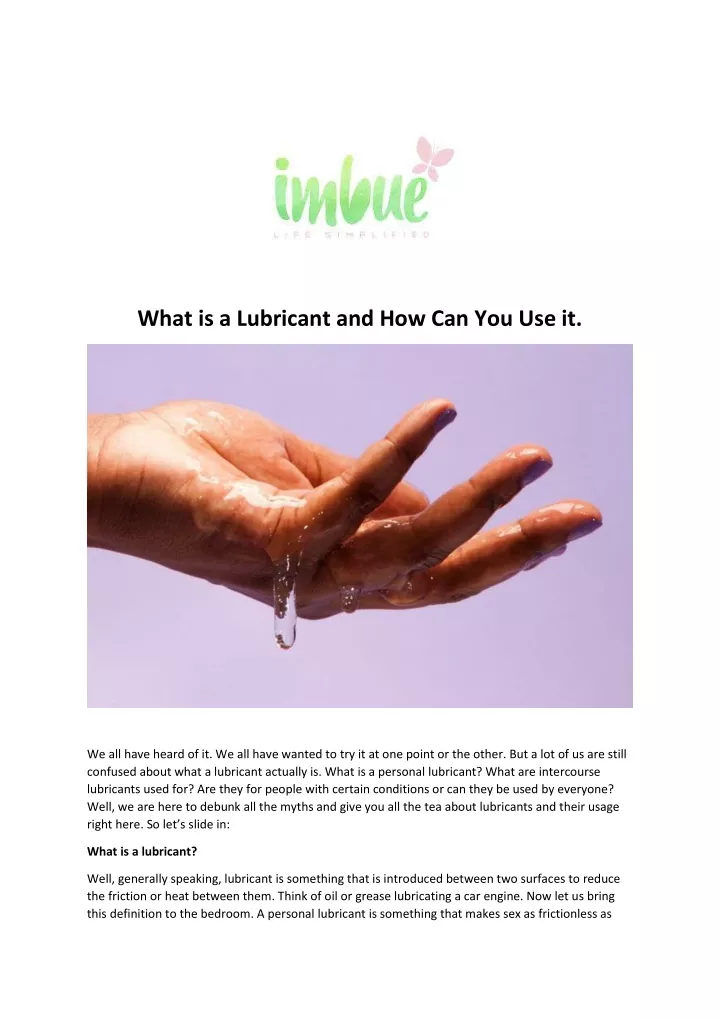 what is a lubricant and how can you use it