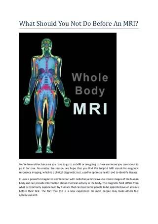 What Should You Not Do Before An MRI