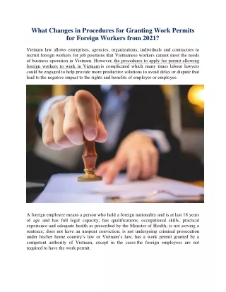 what changes in procedures for granting work