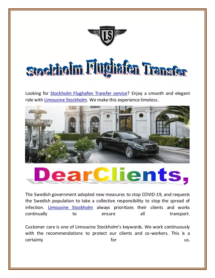 looking for stockholm flughafen transfer service