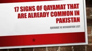 Qayamat Ki Nishaniyan List