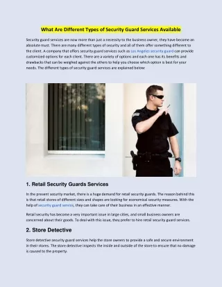 what are different types of security guard