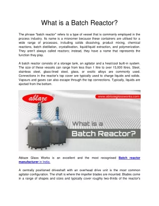 what is a batch reactor