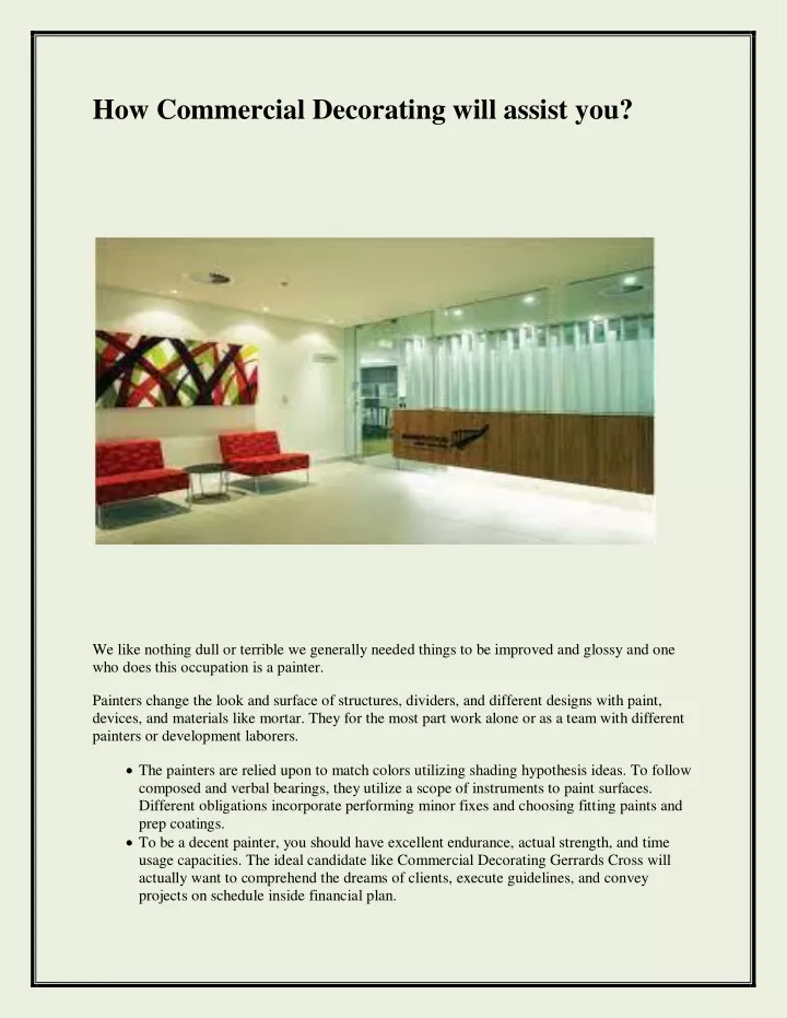 how commercial decorating will assist you