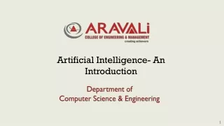 Artificial Intelligence - An Introduction