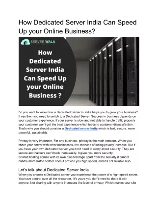 how dedicated server india can speed up your
