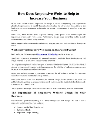 How Responsive Website Help to Increase Your Business