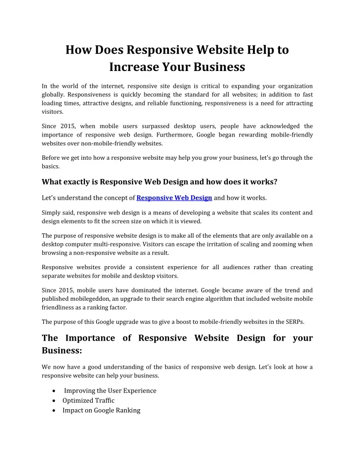how does responsive website help to increase your
