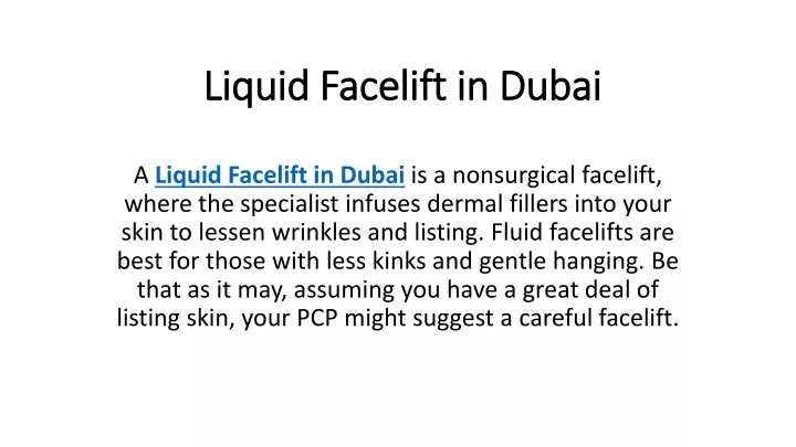 liquid facelift in dubai