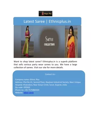latest saree ethnicplus in