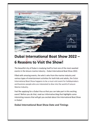 Experience Dubai International Boat Show 2022 with Loved Ones