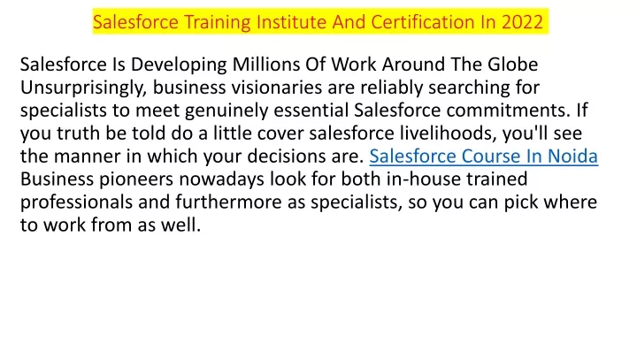 salesforce training institute and certification