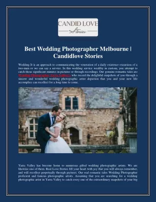 Best Wedding Photographer Melbourne | Candidlove Stories