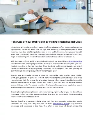 Take Care of Your Oral Health by Visiting Trusted Dental Clinic