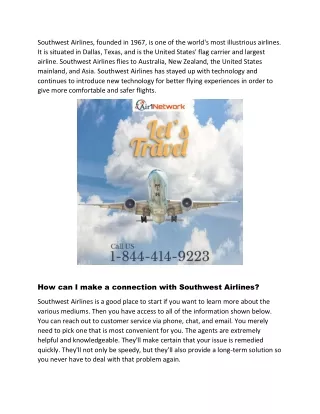 1-844-414-9223 Southwest Airlines Customer Service Number