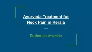Ayurveda Treatment for Neck Pain in Kerala