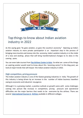 Top things to know about Indian aviation industry in 2022