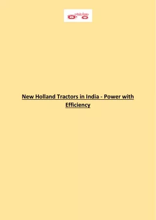 new holland tractors in india power with