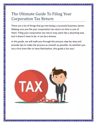 Guide To Filing Your Corporation Tax Return