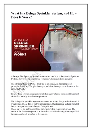 What Is a Deluge Sprinkler System, and How Does It Work?