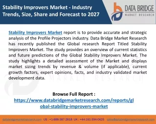 Stability Improvers Market Overview with Detailed Analysis, Competitive Landscap