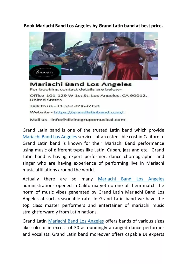 book mariachi band los angeles by grand latin