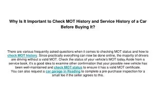why is it important to check mot history and service history of a car before buying it