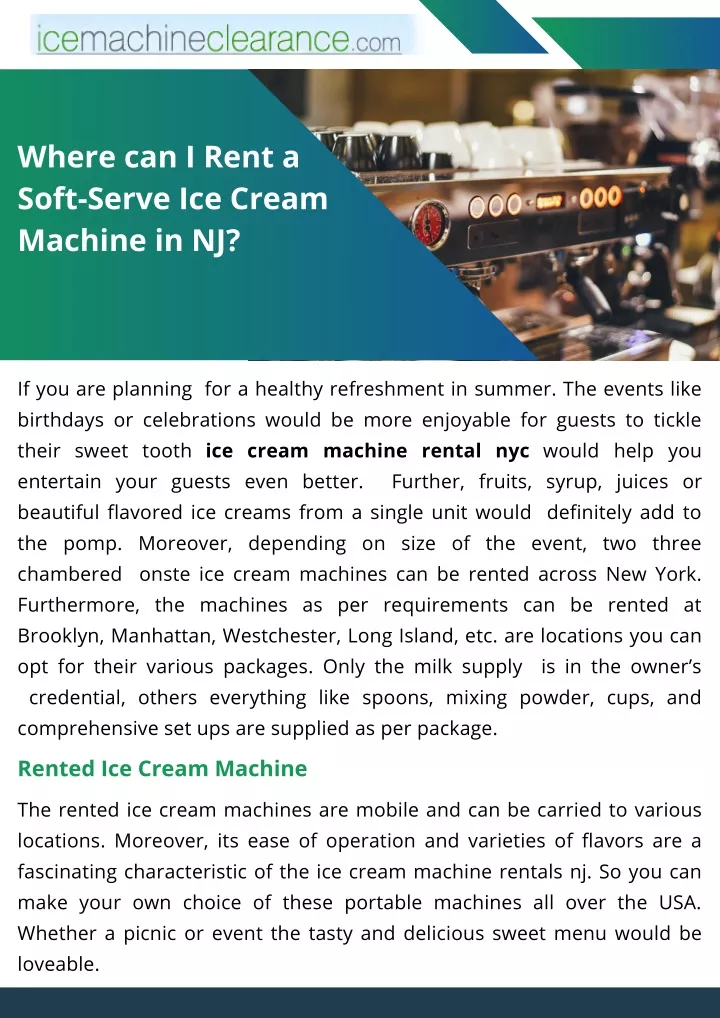 where can i rent a soft serve ice cream machine
