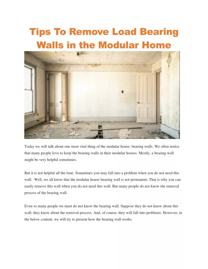 tips to remove load bearing walls in the modular