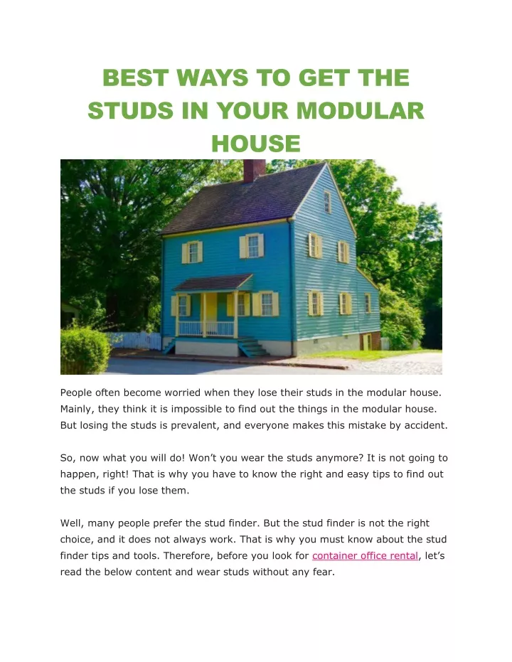 best ways to get the studs in your modular house