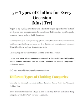51 types of clothes for every occasion must try